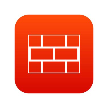 Beton taş duvar simgesi dijital kırmızı