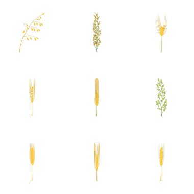 Farklı tahıl Icons set, karikatür tarzı