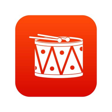 Davul ve sopaları simgesi dijital kırmızı