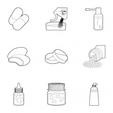 İlaç Icons set, anahat stili