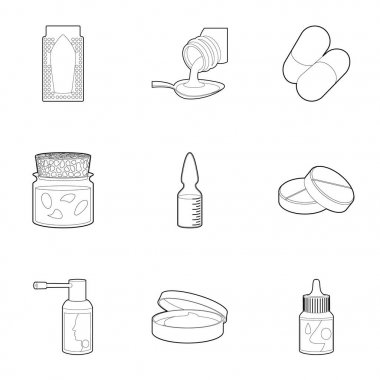 Tıp Icons set, anahat stili