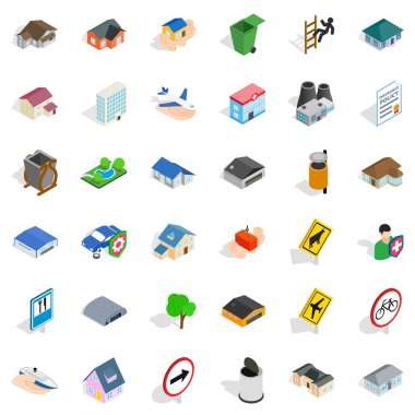 Sokak Icons set, izometrik stili