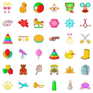 Suluboya Icons set, karikatür tarzı