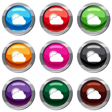 Güneş ve bulut 9 koleksiyonu ayarla