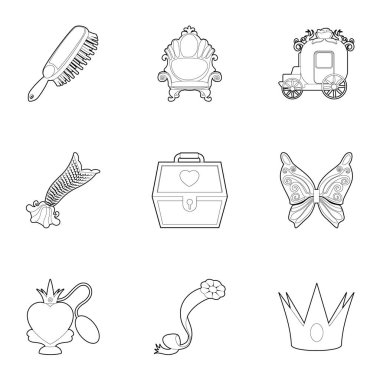 Küçük kraliçem Icons set, anahat stili