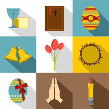 Paskalya simge seti, düz stil