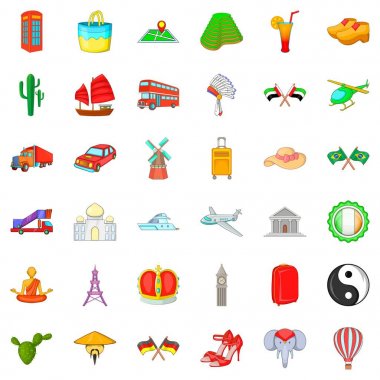 Müze Icons set, karikatür tarzı