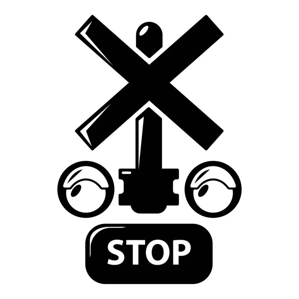 Ampelstopp Eisenbahn-Ikone, einfacher Stil — Stockvektor