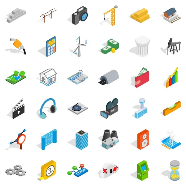 Teknik Icons set, izometrik stili