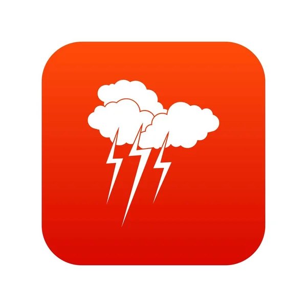 Nube con el icono del rayo rojo digital — Vector de stock