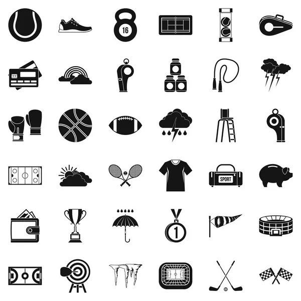 Wettbewerb Icons gesetzt, einfacher Stil — Stockvektor