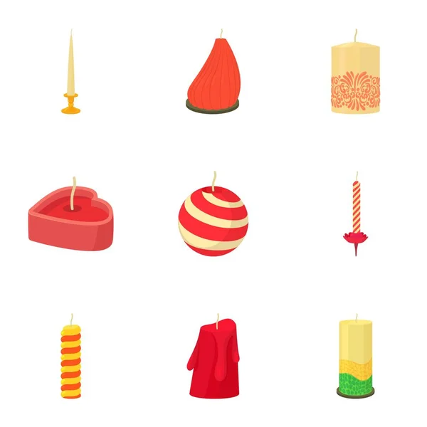 Conjunto de ícones de vela de Natal, estilo cartoon — Vetor de Stock