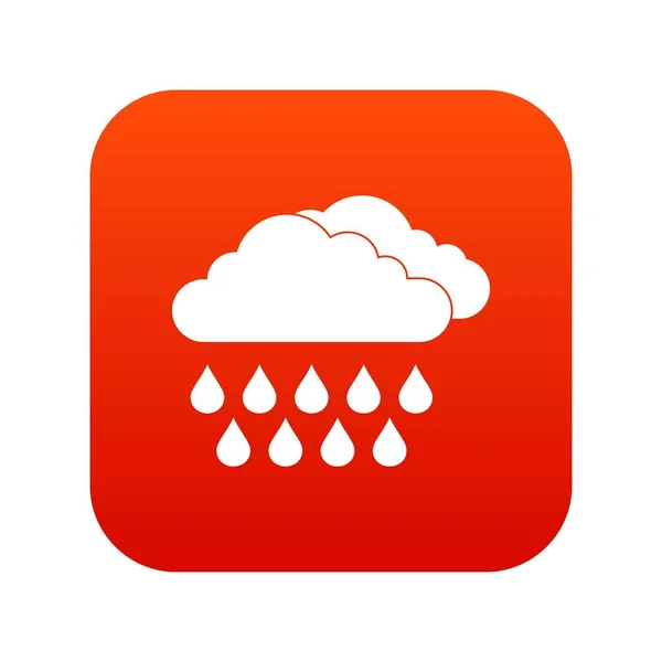 Wolken und Regen Symbol digital rot — Stockvektor