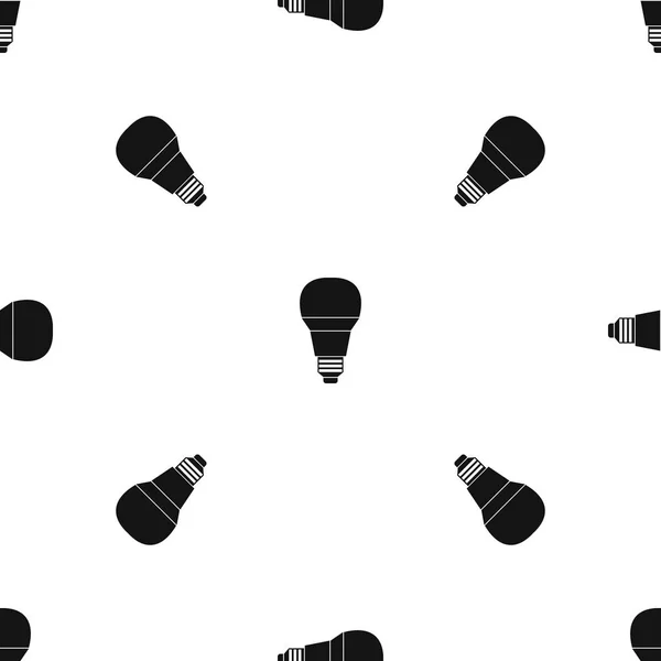 Glowing LED bulb pattern seamless black — Stock Vector