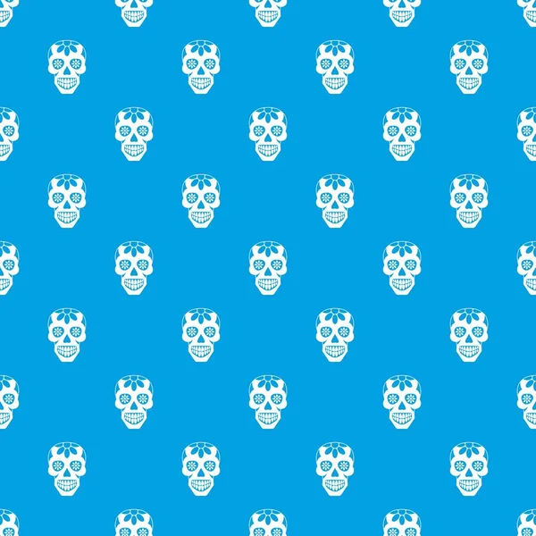 Şeker kafatası, kesintisiz mavi çiçekler kafatası üzerinde desen