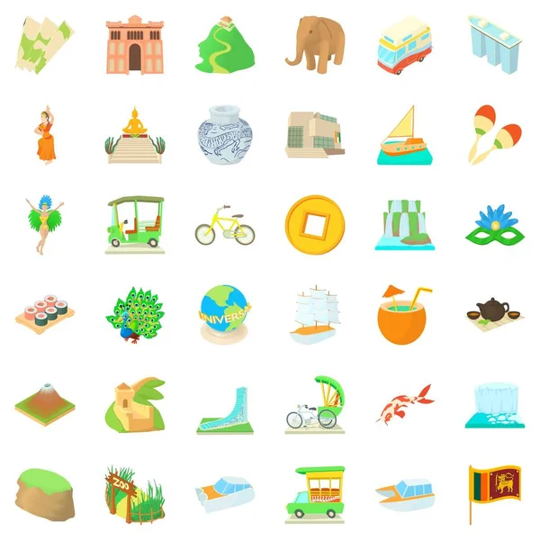 Turistik cazibe Icons set, karikatür tarzı