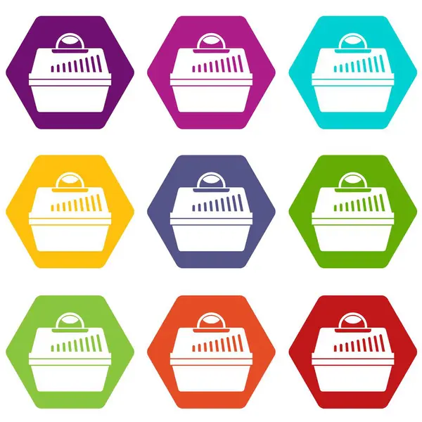 Evcil hayvan simgesi için taşınabilir kafes renk altı yüzlü ayarla