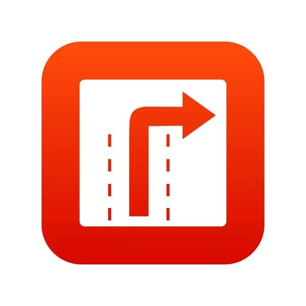 Nach rechts Verkehrszeichensymbol digital rot — Stockvektor