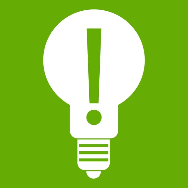 Glödlampa med utropstecken inuti ikonen grön — Stock vektor