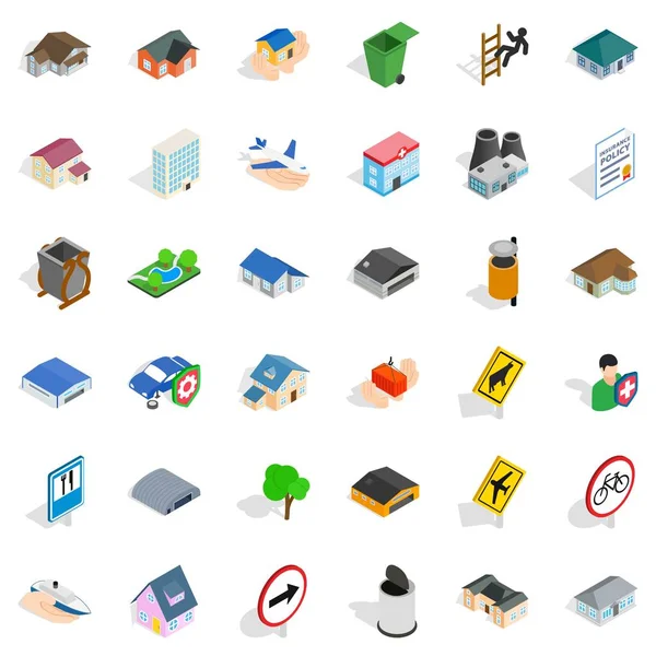 Sokak Icons set, izometrik stili