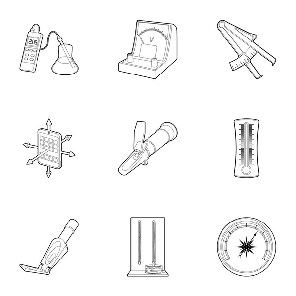 Measuring device icons set, outline style — Stock Vector