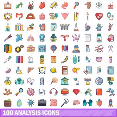 100 analiz simgeler ayarla, tarzı çizgi film