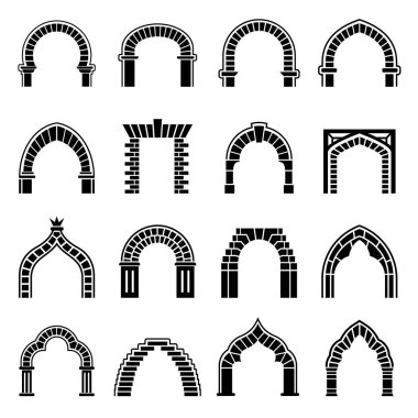 Kemer türleri Icons set, basit tarzı