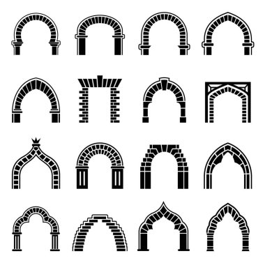 Arch types icons set, simple style clipart