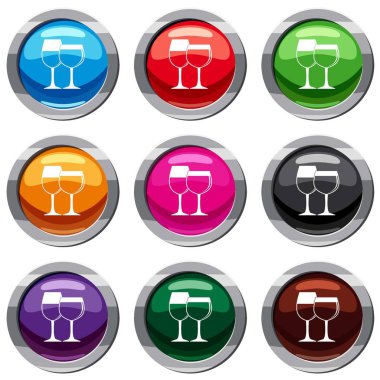 İki bardak şarap 9 koleksiyonu ayarla