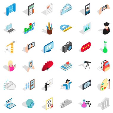 Sırt çantası Icons set, izometrik stili