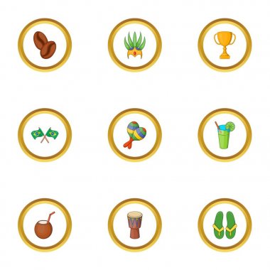 Brezilya ülke Icons set, karikatür tarzı