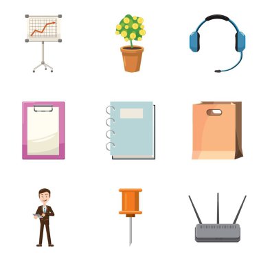 Office iş Icons set, karikatür tarzı