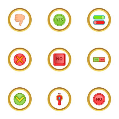 Doğru ve yanlış işareti Icons set, karikatür tarzı