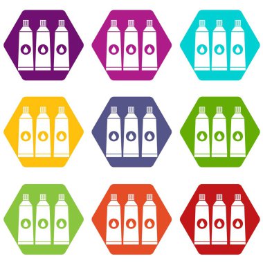 Üç tüp boya simgesi olan renk altı yüzlü ayarla