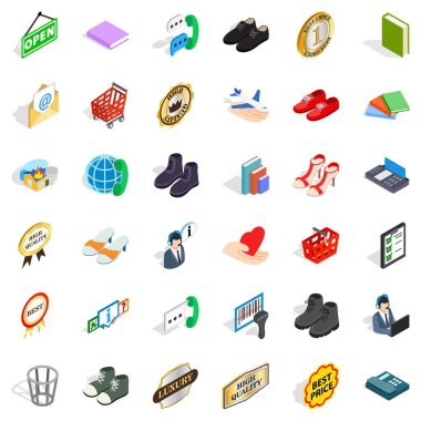 Ticari Icons set, izometrik stili