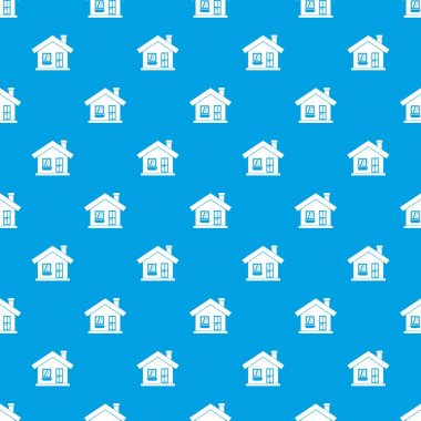 Bir baca desen kesintisiz mavi olan tek katlı ev