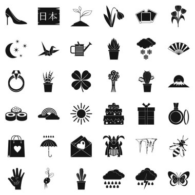 Bitki Icons set, simle stili