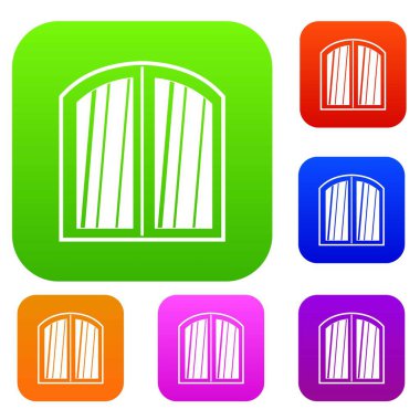 Beyaz pencere çerçeve kümesi renk koleksiyonu kemerli