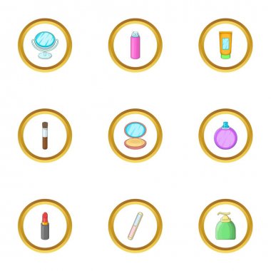 Parfüm Icons set, karikatür tarzı