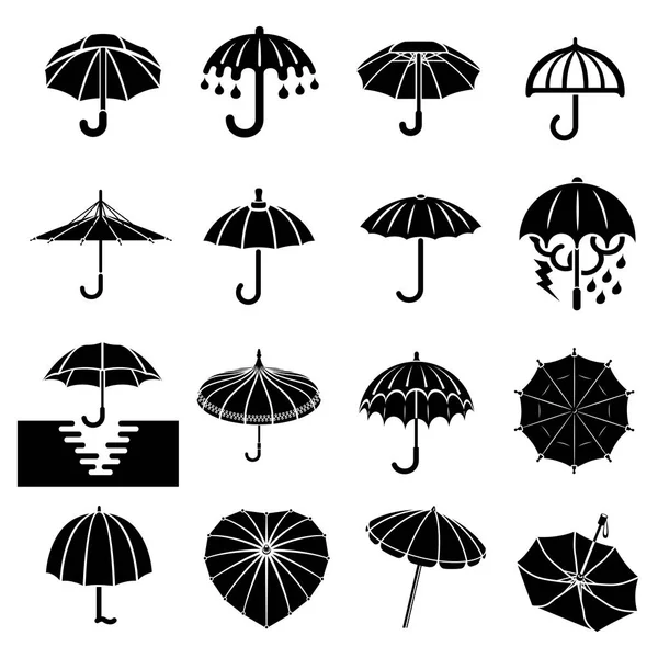 Regenschirm-Icons Set, einfacher Stil — Stockvektor