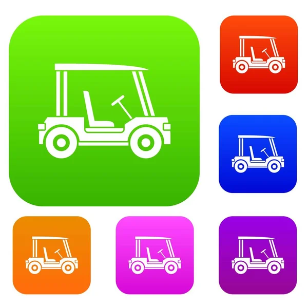 Golfclub voertuig instellen kleur collectie — Stockvector