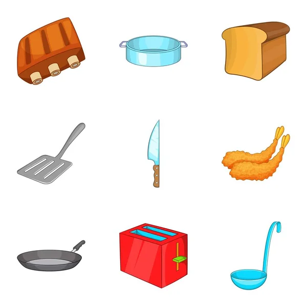 Toast icone set, stile cartone animato — Vettoriale Stock