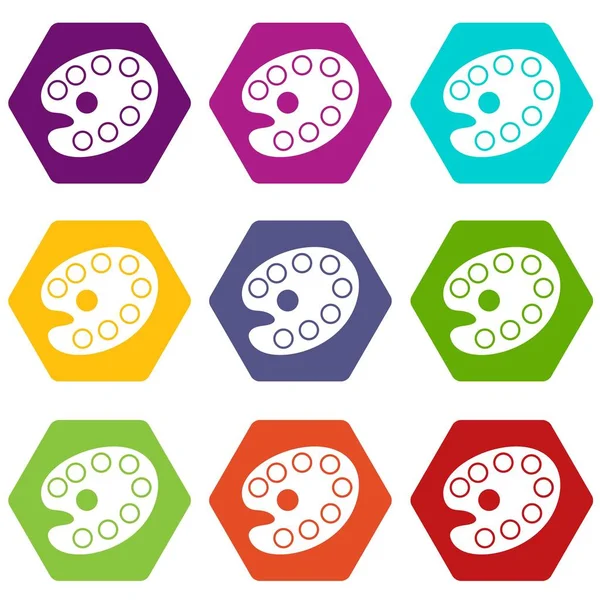 Pictogram van het kleurenpalet Art instellen kleur hexahedron — Stockvector