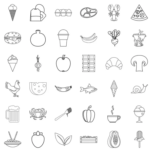 Taze gıda Icons set, anahat stili