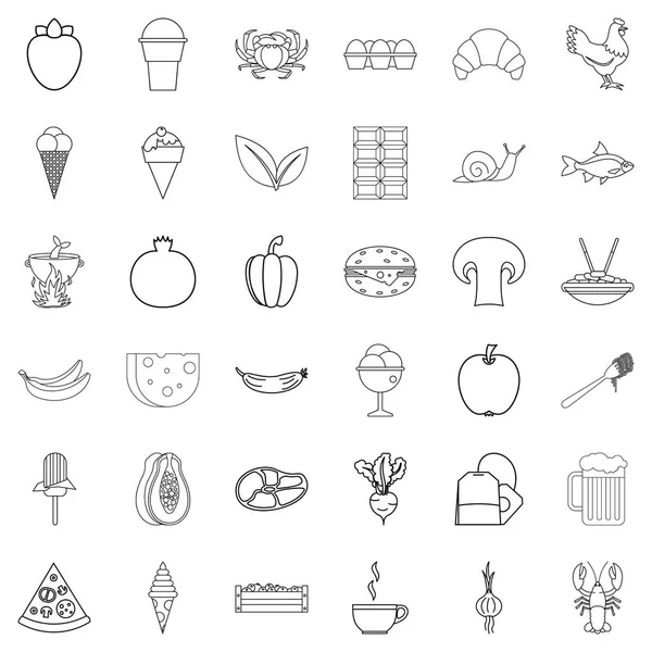 Ensemble d'icônes cuites, style contour — Image vectorielle