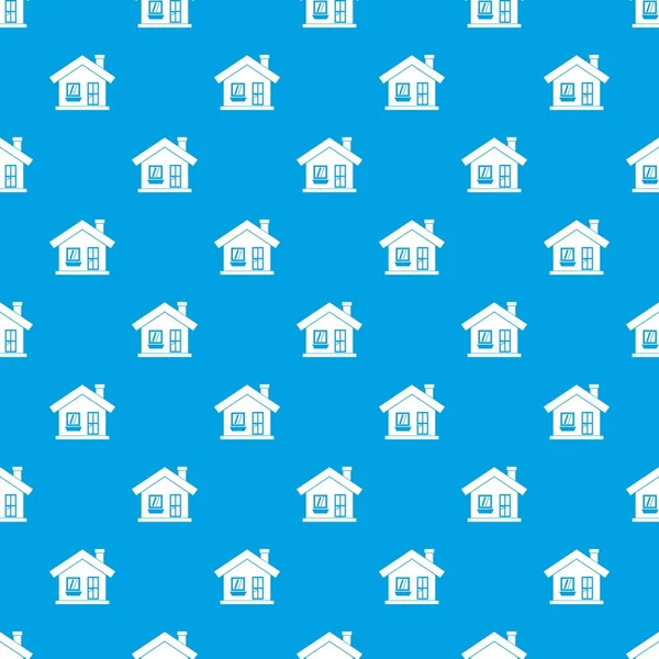 Maison d'un étage avec un motif de cheminée bleu sans couture — Image vectorielle