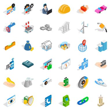 Şirket Icons set, izometrik stili