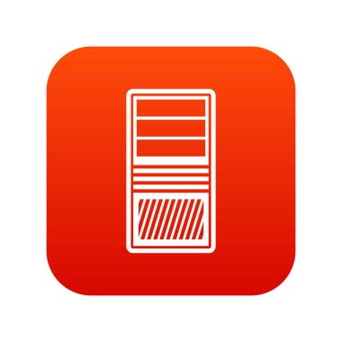 Siyah bilgisayar sistem birimi simgesi dijital kırmızı