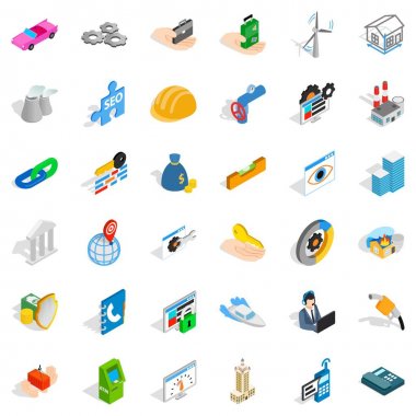 Adress Icons set, izometrik stili