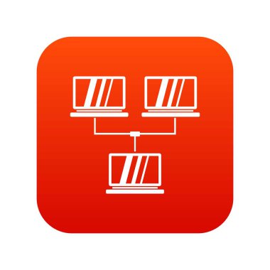 Bilgisayarlar simgesini dijital kırmızı arasında veri alışverişini